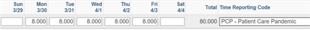 PCP timesheet example