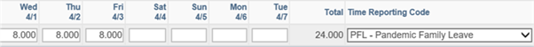 PFL timesheet example